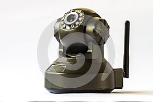 Security camera on white background. IP Camera.
