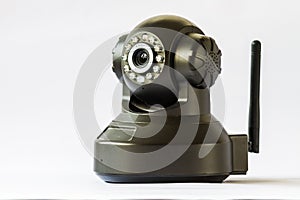 Security camera on white background. IP Camera.