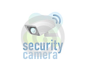 Security camera wireless and wifi transfer, illustration and logo design. CCTV security camera, surveillance system and web camera