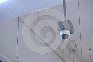 Security cameras dome type install on the ceiling