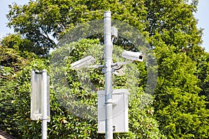 Security cameras outdoors in the public park