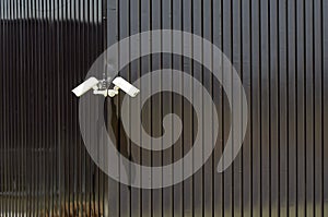 Security cameras on the wall