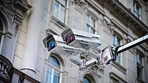 Security CCTV camera in city.