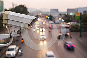 Security CCTV camera operating over the road