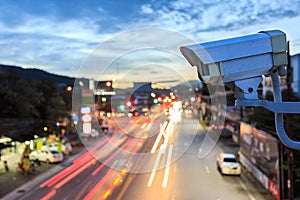 Security CCTV camera operating over the road