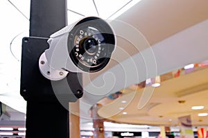 Security CCTV camera or surveillance system, operating inside the building. concept of safety control, crime protect