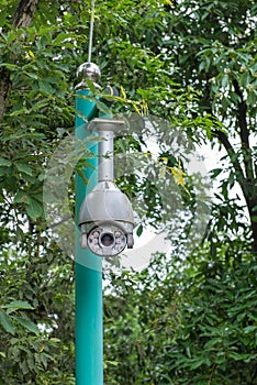 Security CCTV camera and urban video at public park