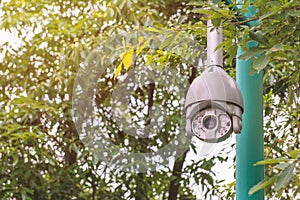 Security CCTV camera and urban video at public park