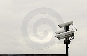 A Security CCTV Cameras on a lamp post