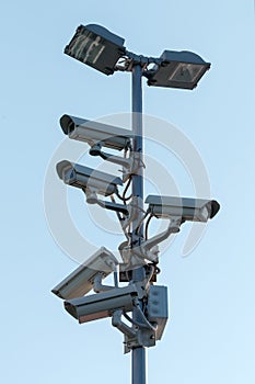Security cctv cameras on pylon