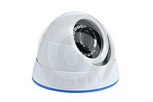Security cctv white dome camera on white background