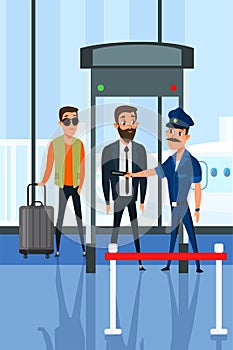 Security check gates flat vector illustration