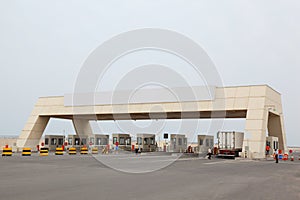 Security check-point on road to port