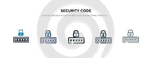 Security code icon in different style vector illustration. two colored and black security code vector icons designed in filled,