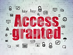 Security concept: Access Granted on Digital Data Paper background