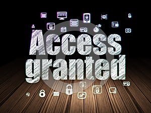 Security concept: Access Granted in grunge dark room