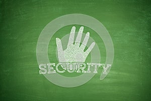 Security concept on blackboard