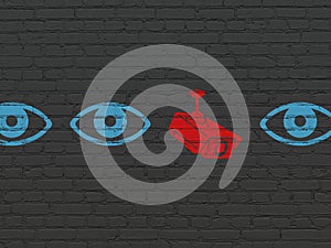 Security concept: cctv camera icon on wall