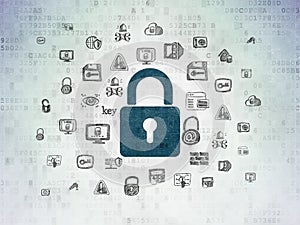 Security concept: Closed Padlock on Digital Data Paper background