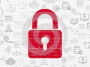 Security concept: Closed Padlock on wall