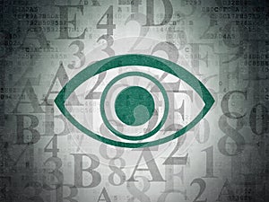 Security concept: Eye on Digital Data Paper background