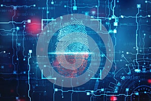 Security concept: fingerprint Scanning on digital screen. 2d illustration