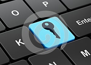 Security concept: Key on computer keyboard background