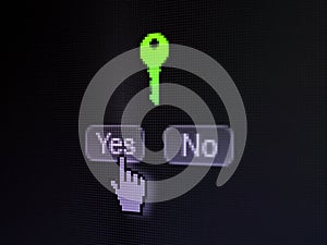 Security concept: Key on digital computer screen