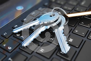 Security concept: keys on laptop keyboard