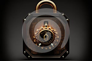 Security concept Lock on digital screen ai generated