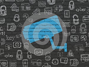 Security concept: Cctv Camera on wall background