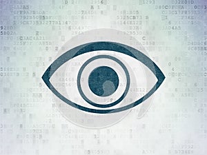 Security concept: Eye on Digital Data Paper background