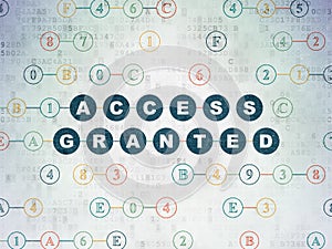 Security concept: Access Granted on Digital Data Paper background