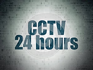 Security concept: CCTV 24 hours on Digital Data Paper background