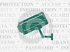 Security concept: Cctv Camera on wall background