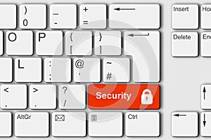 Security concept PC computer keyboard 3d illustration