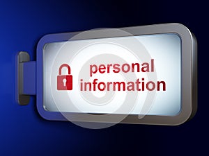 Security concept: Personal Information and Closed Padlock on billboard background