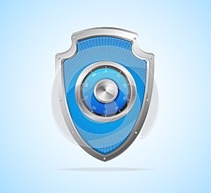 Security concept. Shield and padlock