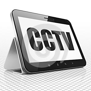Security concept: Tablet Computer with CCTV on display