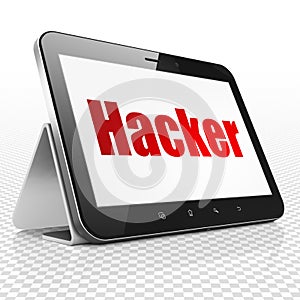 Security concept: Tablet Computer with Hacker on display