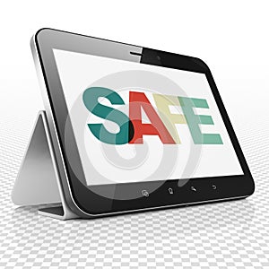 Security concept: Tablet Computer with Safe on display