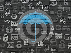 Security concept: Umbrella on wall background