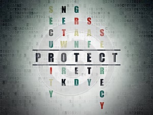Security concept: word Protect in solving