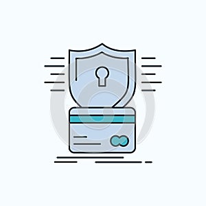 security, credit card, card, hacking, hack Flat Icon. green and Yellow sign and symbols for website and Mobile appliation. vector