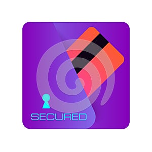 Security credit card simple isolated vector icon. Pay lock. Bank icon secure. ÃÂ¡redit card vector icon.Internet banking photo