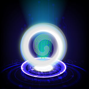 Security cyber digital concept fingerprint scan