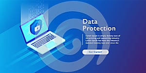 Security Data Protection Information Lock digital technology isometric vector illustration
