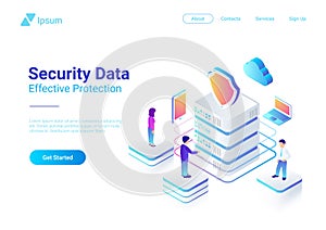 Security Data Protection Isometric Flat vector ill