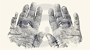 Security of digital software scanning and fingerprint biometrics. Fingerprint identification concept