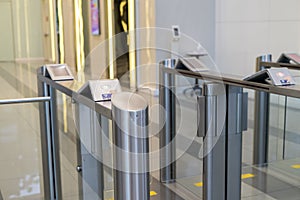 Security at an entrance gate with key card access control smart office building